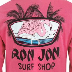 Ron Jon Flamingos Long Sleeve Tee -OOfos Sale d800x800 10031602042 ron jon flamingos fuchsia long sleeve tee back detail