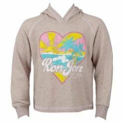 Ron Jon Kids Coastal Heart Pullover Hoodie -OOfos Sale d800x800 10450196605 light grey ron jon youth girls coastal heart hooded fleece front