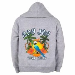 Ron Jon Kids New Parrot Badge Hoodie -OOfos Sale d800x800 10460265310 grey heather ron jon kids new parrot badge hoodie back