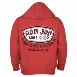 Ron Jon Kids Just A Badge Fleece Pullover Hoodie -OOfos Sale d800x800 10460266069 vintage red ron jon kids just a badge fleece pullover back