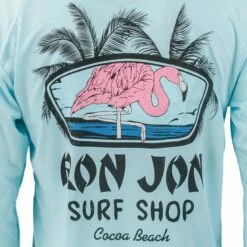 Ron Jon Flamingo UPF Long Sleeve Sun Shirt -OOfos Sale d800x800 10480460082 aqua ron jon flamingo upf ls sun shirt back graphic