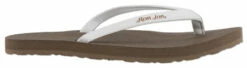 Ron Jon Ladies White And Brown Thin Strap Sandal -OOfos Sale d800x800 11000089001 ron jon ladies white and brown thin strap sandal side