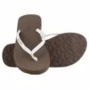 Ron Jon Ladies White And Brown Thin Strap Sandal