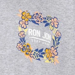 Ron Jon Kids Floral Border Long-Sleeve Tee -OOfos Sale d800x800 11580047092 heather grey ash ron jon kids floral border long sleeve tee front graphic