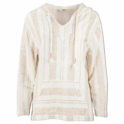 Ron Jon Juniors Striped Baja Pullover Hoodie -OOfos Sale d800x800 13300130183 taupe ron jon juniors striped baja pullover hoodie front