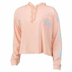 Ron Jon Juniors Palm Long Sleeve Hooded Pocket Crop Tee -OOfos Sale d800x800 13310451030 peach ron jon juniors palm long sleeve hooded pocket tee front