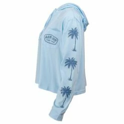 Ron Jon Juniors Palm Long Sleeve Hooded Pocket Crop Tee