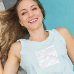 Ron Jon Juniors Palm Knotted Tank -OOfos Sale d800x800 13320680081 light blue ron jon juniors palm knotted tank top lifestyle 1