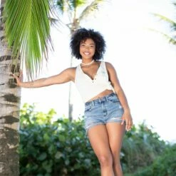 Ron Jon Juniors Embroidered Palm Henley Tank -OOfos Sale d800x800 13320705112 oat heather ron jon junior embroidered palm henley tank lifestyle 2