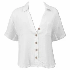 Ron Jon Juniors Gauze Button Front Top -OOfos Sale d800x800 13340834001 white ron jon juniors gauze button down top front