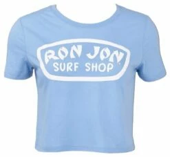Ron Jon Juniors Large Badge Crop Top -OOfos Sale d800x800 13340835081 light blue ron jon juniors large badge crop top front