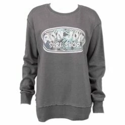 Ron Jon Juniors Tropical Round Hem Sweatshirt -OOfos Sale d800x800 13350993091 ron jon juniors grey tropical badge round hem crew sweatshirt front