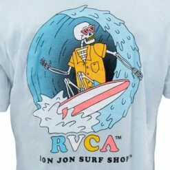 RVCA Ron Jon Light Blue Luke P Surfing Skeleton Tee -OOfos Sale d800x800 20140608081 light blue rvca ron jon luke p surfing skeleton tee back graphic