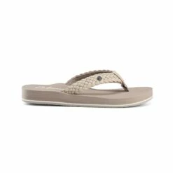 Cobian Womens Braided Bounce Cream Sandal -OOfos Sale d800x800 50032918017 cobian cream braided bounce womans sandal side view